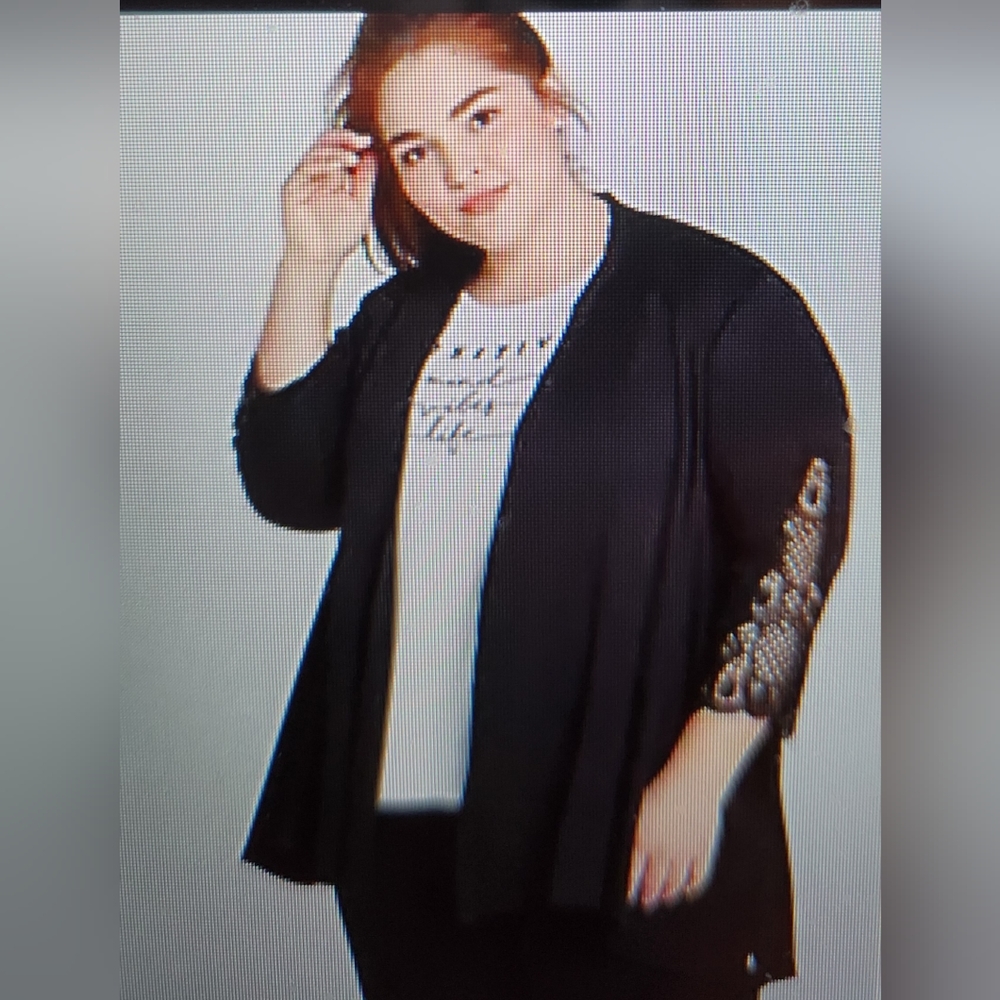 LIVI lane bryant brand 3/4 length sleeve open front jacket